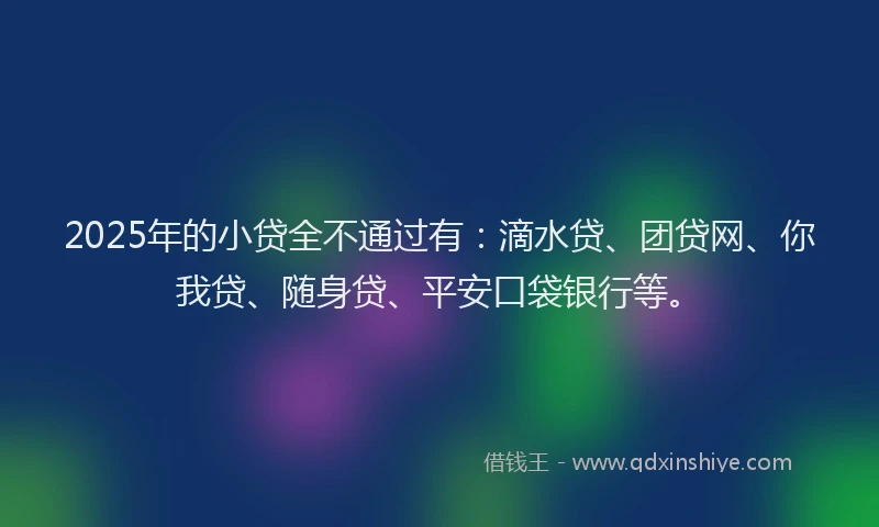 2025年的小贷全不通过有：滴水贷、团贷网、你我贷、随身贷、平安口袋银行等。