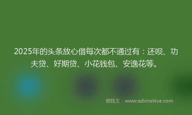2025年的头条放心借每次都不通过有：还呗、功夫贷、好期贷、小花钱包、安逸花等。