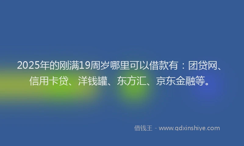 2025年的刚满19周岁哪里可以借款有：团贷网、信用卡贷、洋钱罐、东方汇、京东金融等。