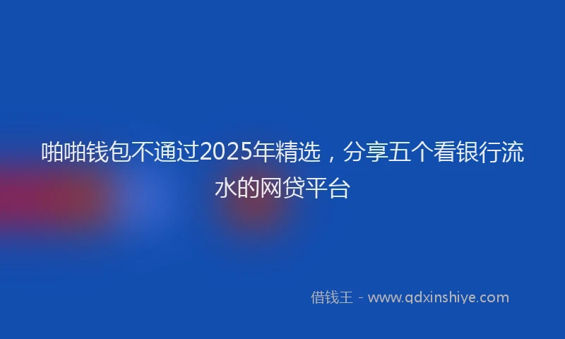 啪啪钱包不通过2025年精选，分享五个看银行流水的网贷平台