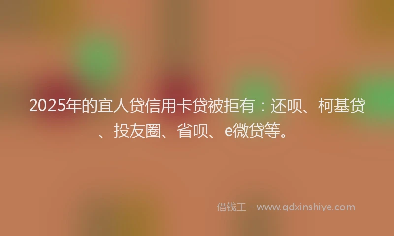 2025年的宜人贷信用卡贷被拒有：还呗、柯基贷、投友圈、省呗、e微贷等。