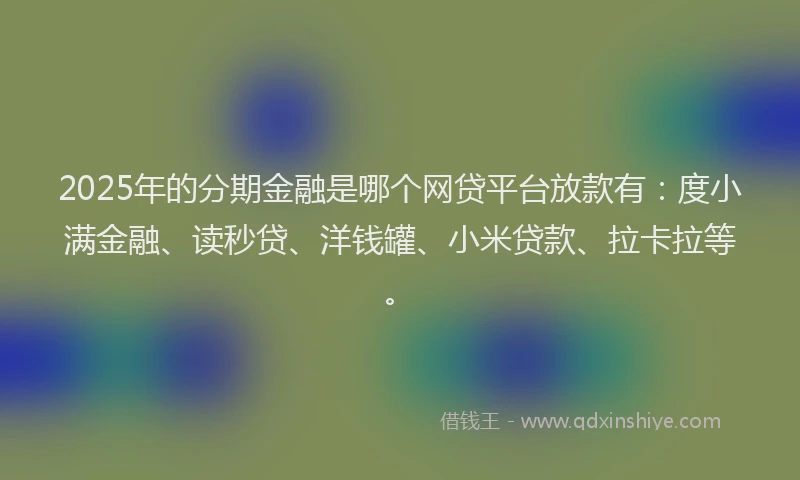 2025年的分期金融是哪个网贷平台放款有：度小满金融、读秒贷、洋钱罐、小米贷款、拉卡拉等。