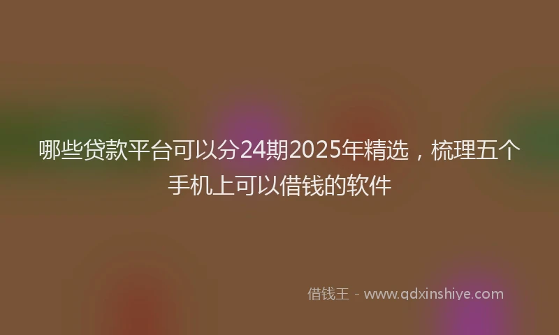 哪些贷款平台可以分24期2025年精选，梳理五个手机上可以借钱的软件