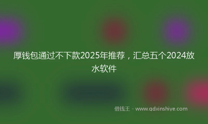 厚钱包通过不下款2025年推荐，汇总五个2024放水软件