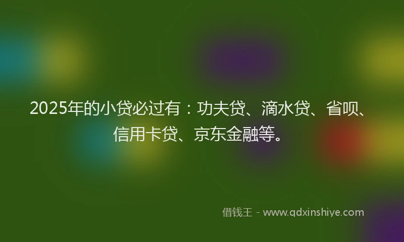 2025年的小贷必过有：功夫贷、滴水贷、省呗、信用卡贷、京东金融等。
