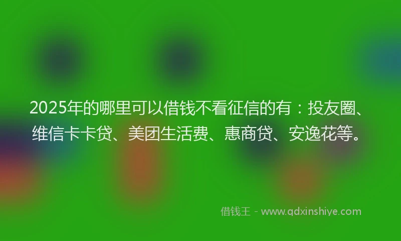 2025年的哪里可以借钱不看征信的有：投友圈、维信卡卡贷、美团生活费、惠商贷、安逸花等。