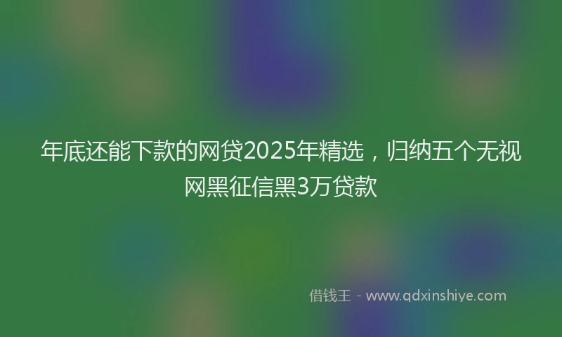 年底还能下款的网贷2025年精选，归纳五个无视网黑征信黑3万贷款
