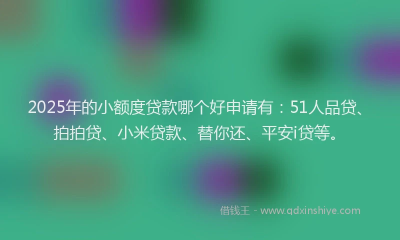 2025年的小额度贷款哪个好申请有：51人品贷、拍拍贷、小米贷款、替你还、平安i贷等。