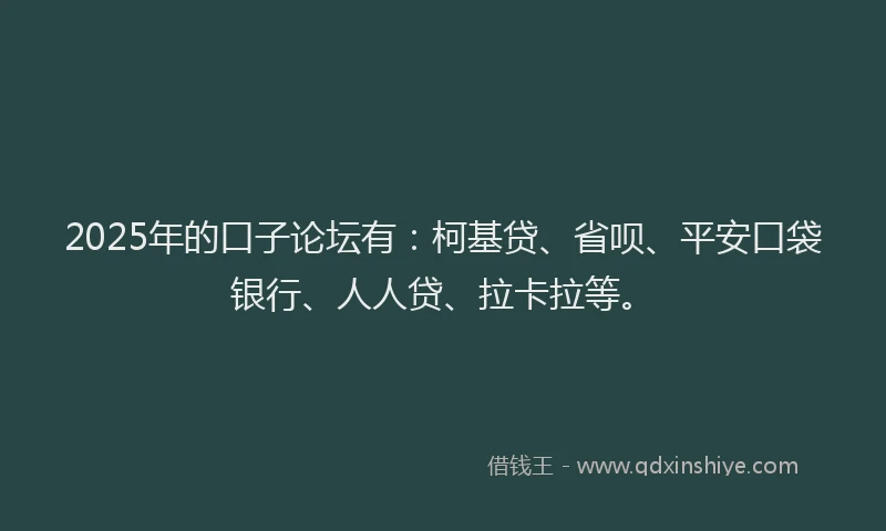 2025年的口子论坛有：柯基贷、省呗、平安口袋银行、人人贷、拉卡拉等。