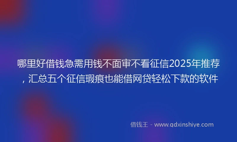 哪里好借钱急需用钱不面审不看征信2025年推荐，汇总五个征信瑕疵也能借网贷轻松下款的软件
