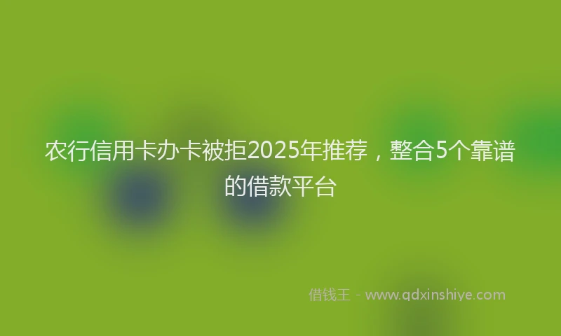 农行信用卡办卡被拒2025年推荐，整合5个靠谱的借款平台
