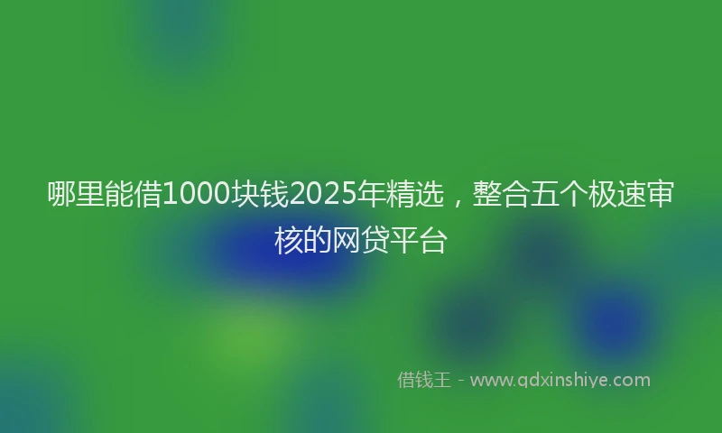 哪里能借1000块钱2025年精选，整合五个极速审核的网贷平台