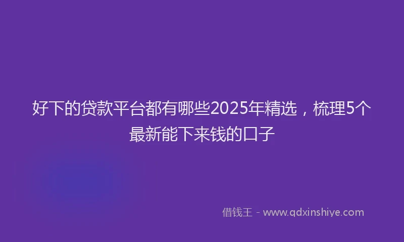 好下的贷款平台都有哪些2025年精选，梳理5个最新能下来钱的口子