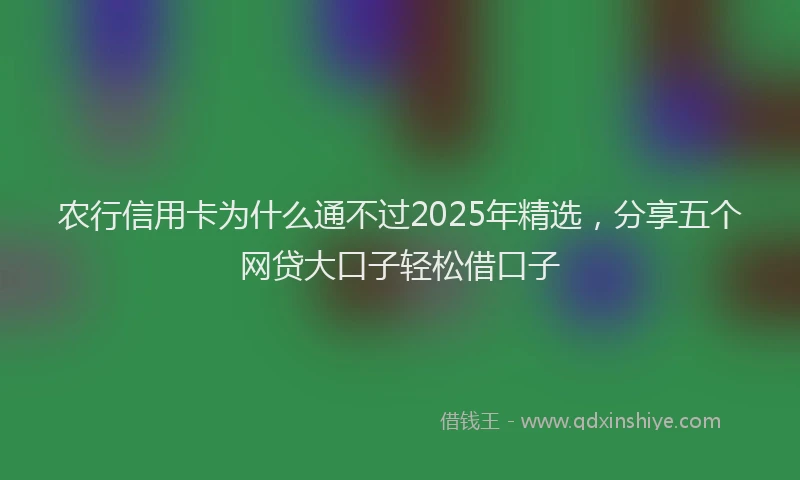 农行信用卡为什么通不过2025年精选，分享五个网贷大口子轻松借口子