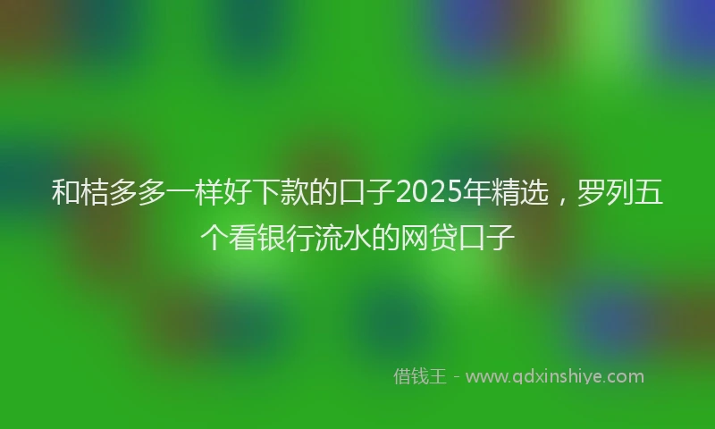 和桔多多一样好下款的口子2025年精选，罗列五个看银行流水的网贷口子