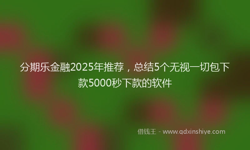 分期乐金融2025年推荐，总结5个无视一切包下款5000秒下款的软件