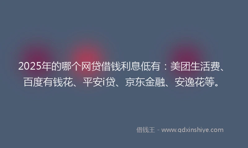 2025年的哪个网贷借钱利息低有：美团生活费、百度有钱花、平安i贷、京东金融、安逸花等。
