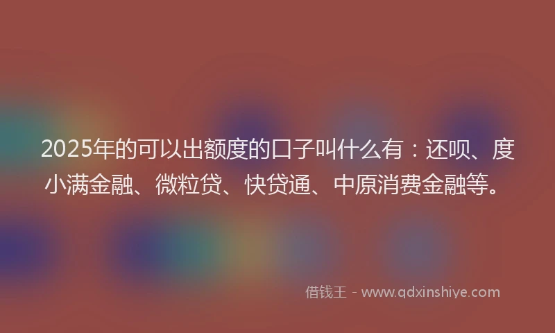 2025年的可以出额度的口子叫什么有：还呗、度小满金融、微粒贷、快贷通、中原消费金融等。