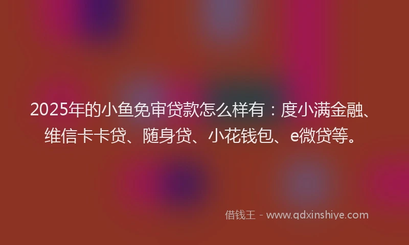 2025年的小鱼免审贷款怎么样有：度小满金融、维信卡卡贷、随身贷、小花钱包、e微贷等。