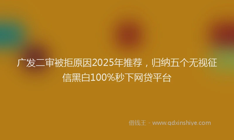 广发二审被拒原因2025年推荐，归纳五个无视征信黑白100%秒下网贷平台