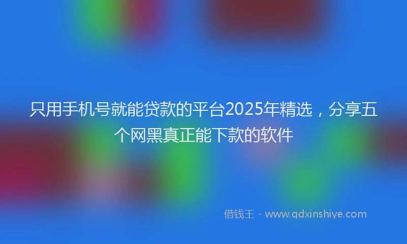 只用手机号就能贷款的平台2025年精选，分享五个网黑真正能下款的软件