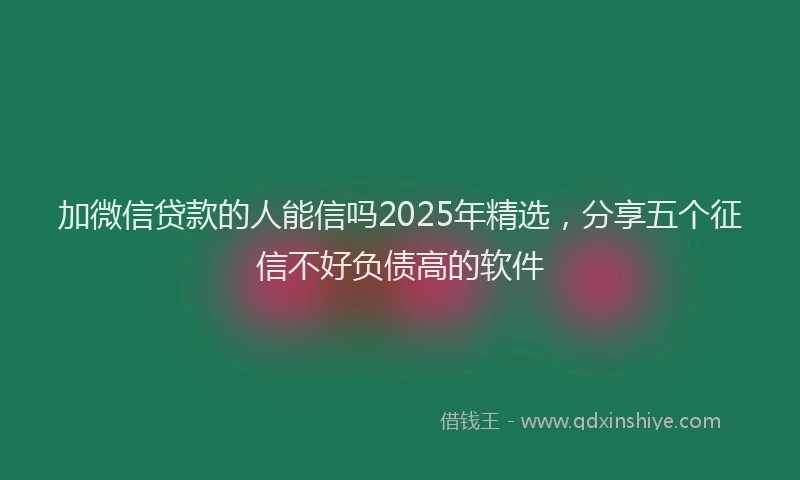 加微信贷款的人能信吗2025年精选，分享五个征信不好负债高的软件