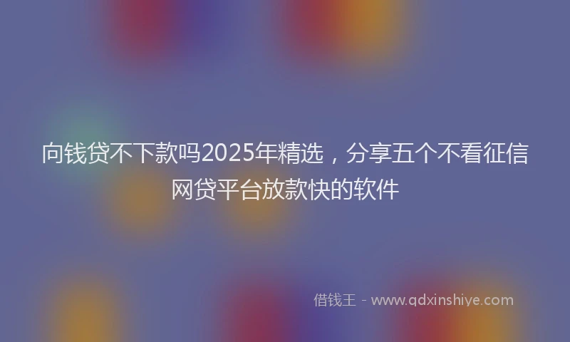 向钱贷不下款吗2025年精选，分享五个不看征信网贷平台放款快的软件