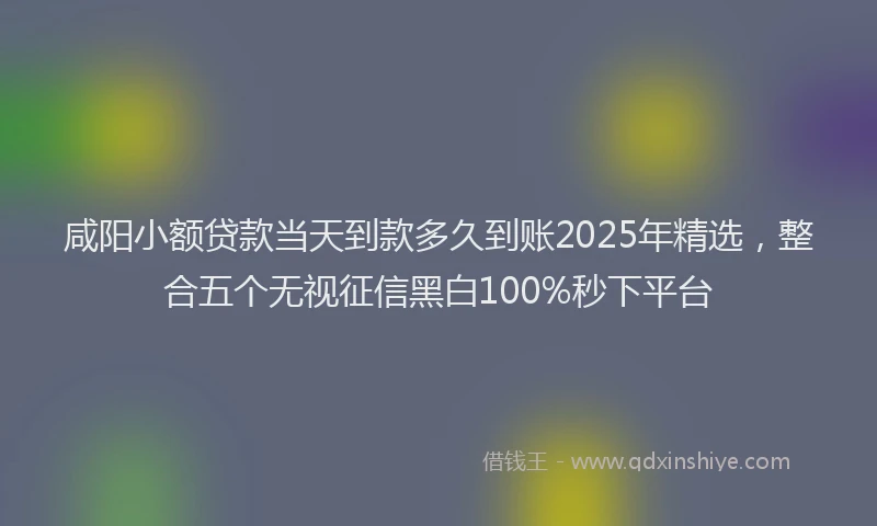咸阳小额贷款当天到款多久到账2025年精选，整合五个无视征信黑白100%秒下平台