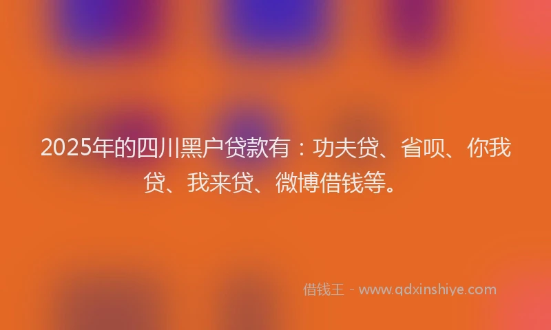 2025年的四川黑户贷款有：功夫贷、省呗、你我贷、我来贷、微博借钱等。