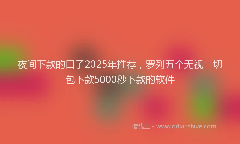 夜间下款的口子2025年推荐，罗列五个无视一切包下款5000秒下款的软件