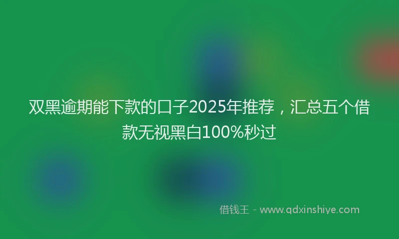 双黑逾期能下款的口子2025年推荐，汇总五个借款无视黑白100%秒过