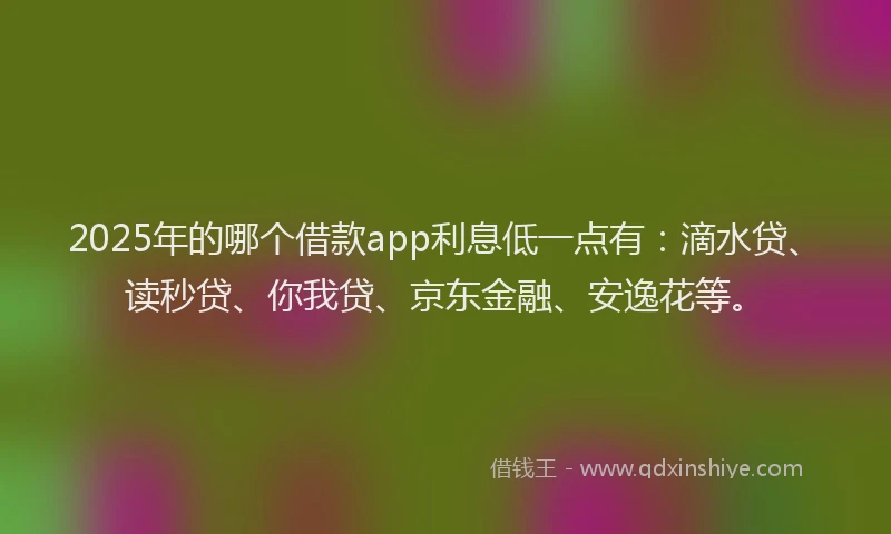 2025年的哪个借款app利息低一点有：滴水贷、读秒贷、你我贷、京东金融、安逸花等。
