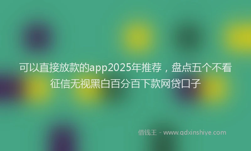 可以直接放款的app2025年推荐，盘点五个不看征信无视黑白百分百下款网贷口子