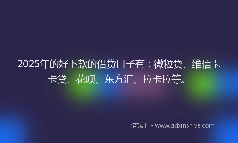2025年的好下款的借贷口子有：微粒贷、维信卡卡贷、花呗、东方汇、拉卡拉等。