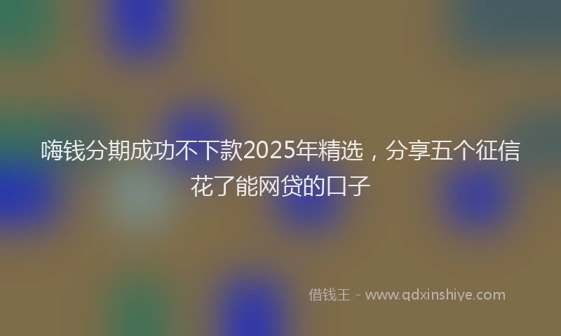 嗨钱分期成功不下款2025年精选，分享五个征信花了能网贷的口子