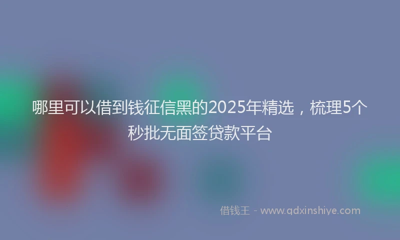 哪里可以借到钱征信黑的2025年精选，梳理5个秒批无面签贷款平台