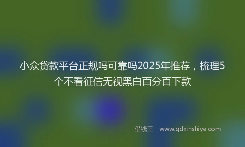 小众贷款平台正规吗可靠吗2025年推荐，梳理5个不看征信无视黑白百分百下款