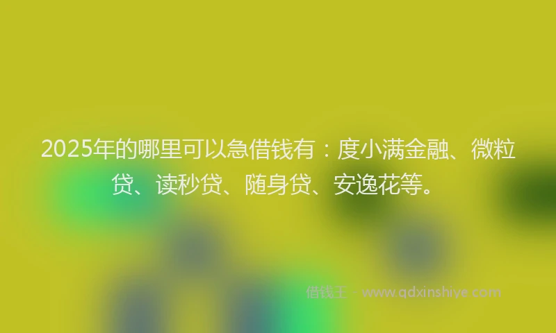 2025年的哪里可以急借钱有：度小满金融、微粒贷、读秒贷、随身贷、安逸花等。