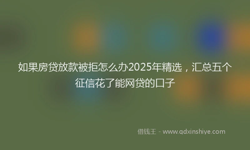 如果房贷放款被拒怎么办2025年精选，汇总五个征信花了能网贷的口子