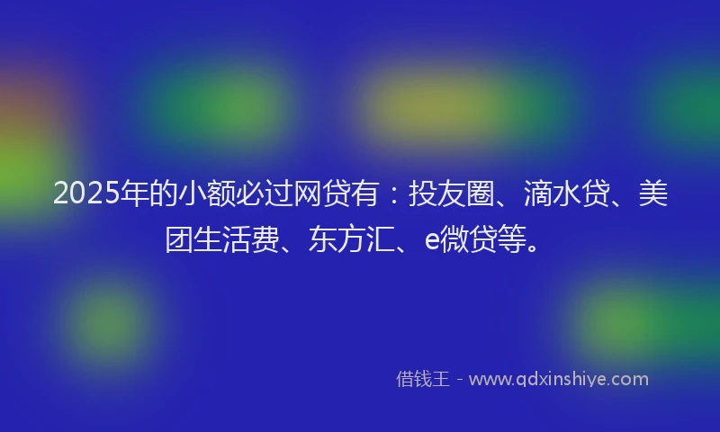 2025年的小额必过网贷有：投友圈、滴水贷、美团生活费、东方汇、e微贷等。