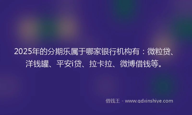 2025年的分期乐属于哪家银行机构有：微粒贷、洋钱罐、平安i贷、拉卡拉、微博借钱等。