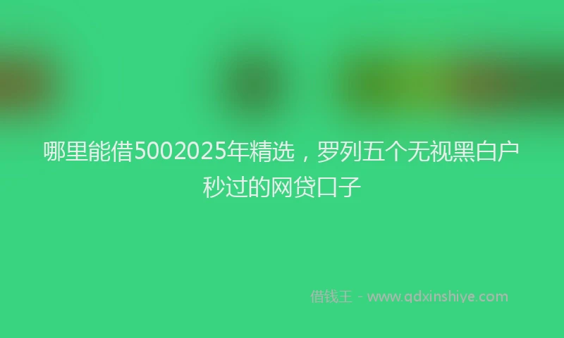 哪里能借5002025年精选，罗列五个无视黑白户秒过的网贷口子