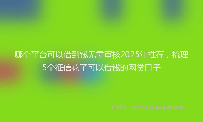 哪个平台可以借到钱无需审核2025年推荐，梳理5个征信花了可以借钱的网贷口子