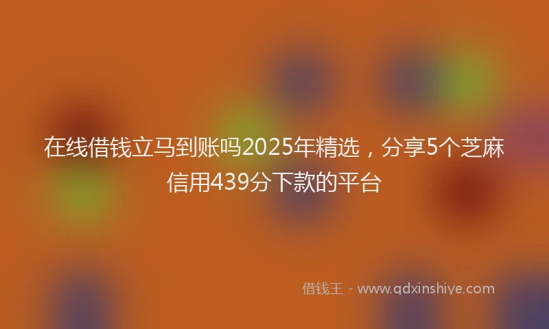 在线借钱立马到账吗2025年精选，分享5个芝麻信用439分下款的平台