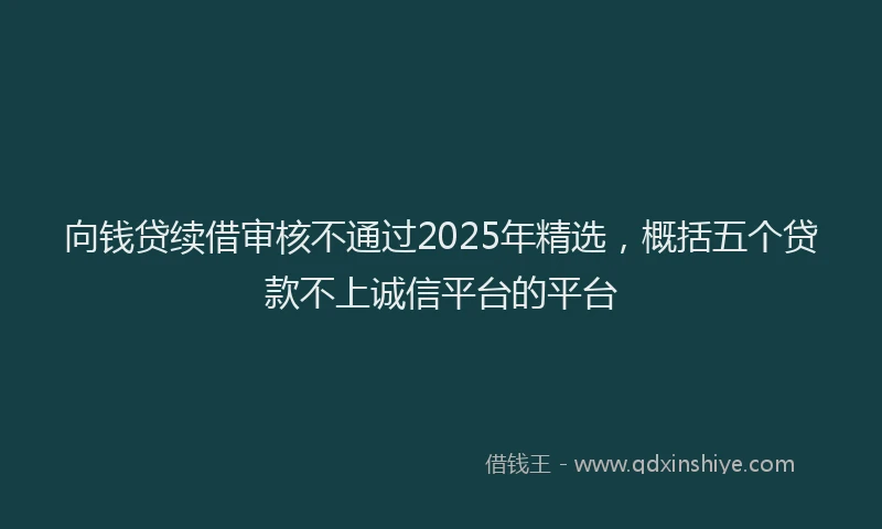 向钱贷续借审核不通过2025年精选，概括五个贷款不上诚信平台的平台