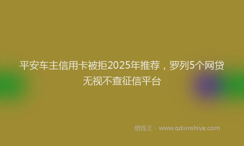 平安车主信用卡被拒2025年推荐，罗列5个网贷无视不查征信平台