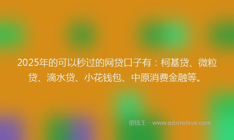 2025年的可以秒过的网贷口子有：柯基贷、微粒贷、滴水贷、小花钱包、中原消费金融等。