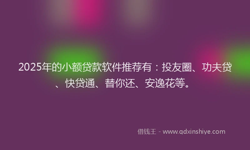 2025年的小额贷款软件推荐有：投友圈、功夫贷、快贷通、替你还、安逸花等。