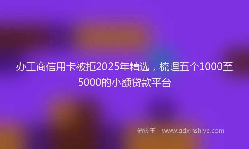 办工商信用卡被拒2025年精选，梳理五个1000至5000的小额贷款平台