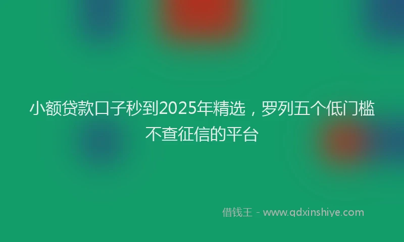 小额贷款口子秒到2025年精选，罗列五个低门槛不查征信的平台